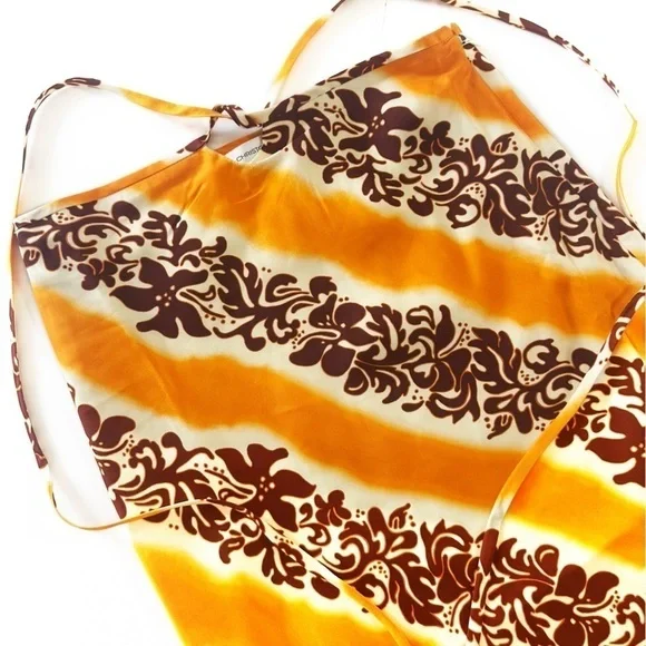 Christopher Esber Revolve Midi Silk Satin Orange Hibiscus Tie Waist Womens 8 New - Picture 4 of 8